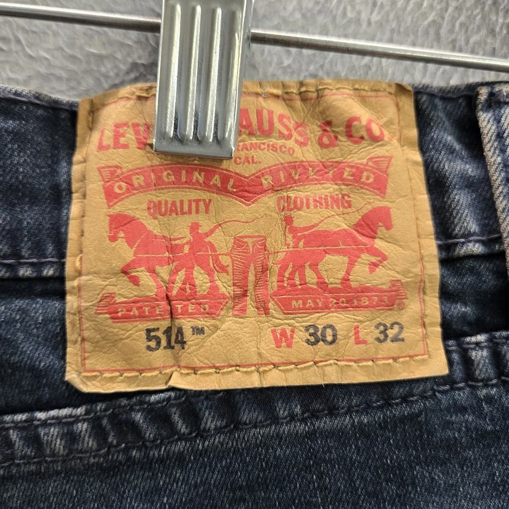 Levi's 514 Men Jeans 30X32 Dark Blue Denim Straight Button‎ 32